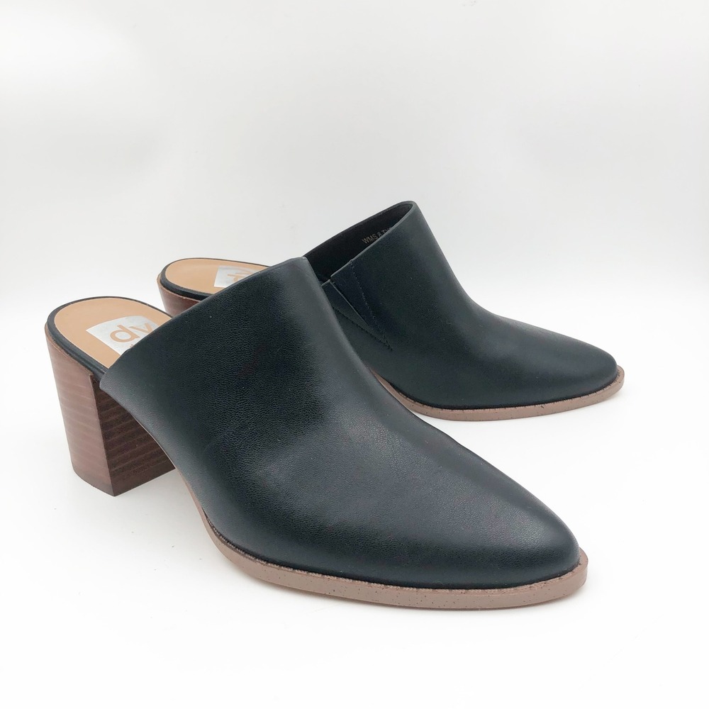 DV Dolce Vita Shoes Womens 8 TYFF Black Pointed Toe Block Heel Mules Slip On